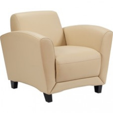 Safco Santa Cruz Mobile Lounge Chair - Almond Leather Seat - Almond Leather Back - Four-legged Base - Armrest - 1 Each