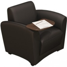 Safco Santa Cruz Mobile Lounge Chair with Tablet - Black Leather Seat - Black Leather Back - Four-legged Base - Armrest - 1 Each