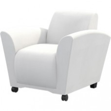 Safco Santa Cruz Mobile Lounge Chair - White Leather Seat - White Leather Back - Four-legged Base - Armrest - 1 Each