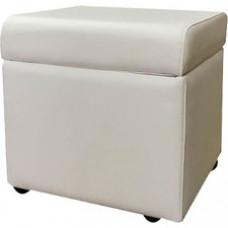 Safco Santa Cruz Lounge, Storage Ottoman - Leather White Seat - 1 Each