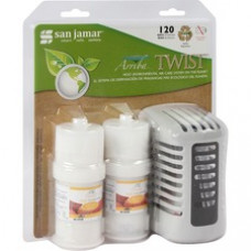 San Jamar Arriba Twist Air Care Freshener Dispenser Kits - 60 Day Refill Life - 37402.60 gal Coverage - 6 / Carton - White