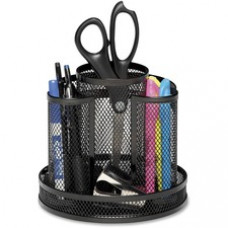 Rolodex Workspace Mesh Spinning Supply Caddy - 8 Compartment(s) - 6.5" Height - Black - Steel - 1 Each