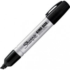 Sharpie King-Size Permanent Markers - Chisel Marker Point Style - Black - Silver Aluminum Barrel - 12 / Dozen