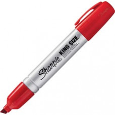 Sharpie King-Size Permanent Markers - Chisel Marker Point Style - Red - Silver Aluminum Barrel - 12 / Dozen