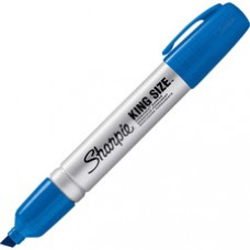 Sharpie King-Size Permanent Markers - Chisel Marker Point Style - Blue - Silver Aluminum Barrel - 12 / Dozen