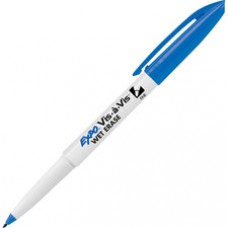Expo Vis-A-Vis Wet-Erase Markers - Fine Marker Point - Blue - White Barrel - 12 / Dozen