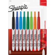 Sharpie Retractable Permanent Marker - Fine Marker Point - Black, Blue, Aqua, Turquoise, Green, Lime, Tangerine, Red - 8 / Set