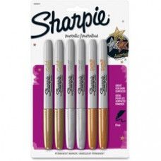 Sharpie Metallic Permanent Markers - Fine Marker Point - Assorted - 6 / Pack