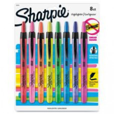 Sharpie Smear Guard Retractable Highlighters - Chisel Marker Point Style - Assorted - Assorted Barrel - 8 / Set