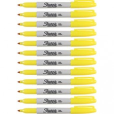 Sharpie Fine Point Permanent Markers - Fine Marker Point - Yellow Alcohol Based Ink - 12 / Box