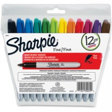 Sharpie Pen-style Permanent Marker - Fine Marker Point - Assorted Alcohol Based Ink - 12 / Set