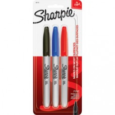 Sharpie Pen-style Permanent Marker - Fine Marker Point - Black, Blue, Red Alcohol Based Ink - 3 / Pack