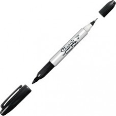 Sharpie Twin-Tip Markers - Fine, Ultra Fine Marker Point - Black Alcohol Based Ink - 1 Each
