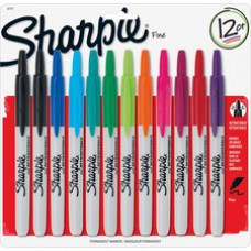 Sharpie Retractable Fine Point Markers - Fine Marker Point - Black, Navy Blue, Blue, Turquoise, Green, Lime, Orange, Red, Berry, Plum, Aqua, ... - 12 / Set
