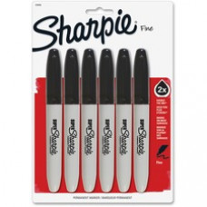 Sharpie Super Permanent Marker - Fine Marker Point - Black - 6 / Pack