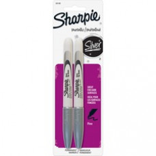 Sharpie Fine Point Metallic Markers - Fine Marker Point - 0.5 mm Marker Point Size - Silver - 2 / Pack