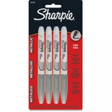 Sharpie Fine Point Metallic Markers - Fine Marker Point - 0.5 mm Marker Point Size - Silver - Silver Barrel - 4 / Pack