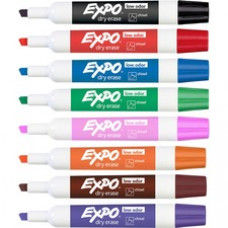 Expo Low-Odor Dry-erase 8-Color Marker Set - Chisel Marker Point Style - Black, Red, Blue, Green, Pink, Orange, Brown, Purple - Assorted Barrel - 8 / Set