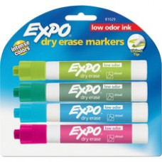 Expo Low-Odor Dry Erase Chisel Tip Markers - Chisel Marker Point Style - Aqua, Lime, Pink, Turquoise - 4 / Pack