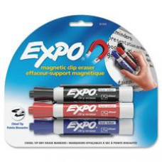 Expo Magnetic Clip Eraser - Chisel Marker Point Style - Red, Blue, Black