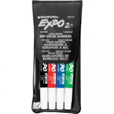 Expo Low-Odor Dry-erase Fine Tip Markers - Fine Marker Point - Assorted - 4 / Set