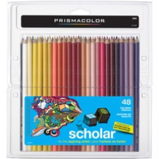 Prismacolor Scholar Colored Pencils - Assorted Lead - Assorted Wood Barrel - 48 / Pack