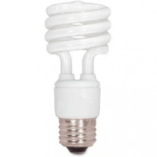 Satco T2 13-watt Mini Spiral CFL Bulb - 13 W - 120 V AC - Spiral - T2 Size - White Light Color - E26 Base - 12000 Hour - 6920.3°F (3826.8°C) Color Temperature - 82 CRI - Energy Saver - 1 Each