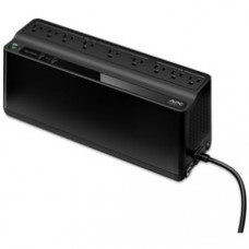 850VA APC Security Battery - 50 VA / 450 W backup battery power supply. 9 outputs (NEMA 5-15R): 6 UPS backup batteries with surge protection outlets, and 3 surge protection outlets. Two USB charging ports (2.4A shared). 1.5m power cord, 3-prong right
