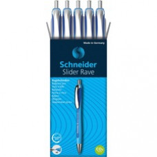 Schneider Slider Rave XB Ballpoint Pen - Extra Broad Pen Point - 1.4 mm Pen Point Size - Retractable - Blue - Blue Rubberized, Light Blue Barrel - Stainless Steel Tip - 5 / Pack