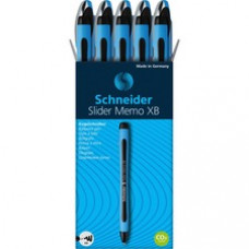 Schneider Slider Memo XB Ballpoint Pen - Extra Broad Pen Point - 1.4 mm Pen Point Size - Black - Black Rubberized, Light Blue Barrel - Stainless Steel Tip - 10 / Pack