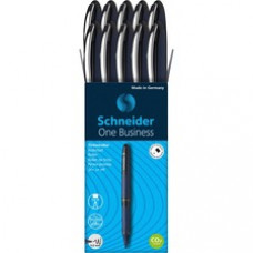 Schneider One Business Rollerball - Medium Pen Point - 0.6 mm Pen Point Size - Black - Black, Dark Blue Barrel - 10 / Pack