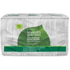Seventh Generation 100% Recycled Paper Napkins - 1 Ply - White - Paper - Unbleached, Hypoallergenic, Fragrance-free, Dye-free, Absorbent, Non-chlorine Bleached, Soft, Durable - For Home, School - 250 Quantity Per Pack - 3000 / Carton