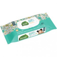 Seventh Generation Baby Wipes - 2 Ply - Natural - Paper - Alcohol-free, Hypoallergenic, Fragrance-free, Dye-free, Eco-friendly, Chlorine-free, Phthalate-free, Paraben-free - 64 - 1 / Pack