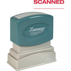 Xstamper SCANNED Pre-inked Stamp - Message Stamp -  "SCANNED" - 0.50" Impression Width x 1.62" Impression Length - 100000 Impression(s) - Red - Plastic Handle - Recycled - 1 Each