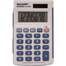Sharp Calculators EL-243SB 8-Digit Pocket Calculator - 3-Key Memory, Sign Change, Auto Power Off - 8 Digits - LCD - Battery/Solar Powered - 1 - LR1130 - 0.4