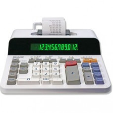 Sharp 12 Digit Thermal Printing Calculator - Thermal - 8 lps - LCD - White - 10 / Carton