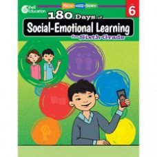 Shell Education 180 Days of Social-Emotional Learning for Sixth Grade Printed Book by Jennifer Edgerton - Book - Grade 6 - English