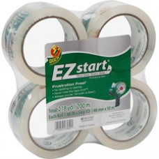 Duck Brand EZ Start Crystal Clear Packaging Tape - 1.88" Width x 54.60 yd Length - 3" Core - Acrylic - Yellowing Resistant - 4 / Pack - Crystal Clear