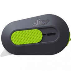 Slice Retract Mini Cutter - Ceramic Blade - Built-in Magnet, Retractable, Non-sparking, Non-conductive, Rubberized Slider Button, Rust-free - Acrylonitrile Butadiene Styrene (ABS), Neodymium Magnet, Stainless Steel, Zirconia, Rubber - Gray, Green - 2