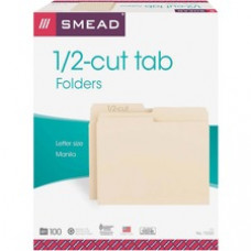 Smead Manila Folders - Letter - 8 1/2" x 11" Sheet Size - 3/4" Expansion - 1/2 Tab Cut - Assorted Position Tab Location - 11 pt. Folder Thickness - Manila - Recycled - 100 / Box