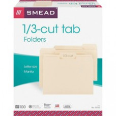 Smead Manila Folders - Letter - 8 1/2" x 11" Sheet Size - 3/4" Expansion - 1/3 Tab Cut - Assorted Position Tab Location - 11 pt. Folder Thickness - Manila - Recycled - 100 / Box