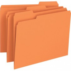Smead Colored Folders - Letter - 8 1/2" x 11" Sheet Size - 3/4" Expansion - 1/3 Tab Cut - Assorted Position Tab Location - 11 pt. Folder Thickness - Orange - Recycled - 100 / Box