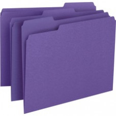 Smead Colored Folders - Letter - 8 1/2" x 11" Sheet Size - 3/4" Expansion - 1/3 Tab Cut - Assorted Position Tab Location - 11 pt. Folder Thickness - Purple - Recycled - 100 / Box
