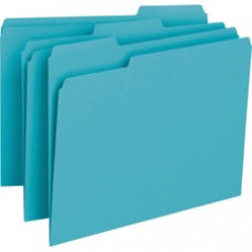 Smead Colored Folders - Letter - 8 1/2" x 11" Sheet Size - 3/4" Expansion - 1/3 Tab Cut - Assorted Position Tab Location - 11 pt. Folder Thickness - Teal - Recycled - 100 / Box