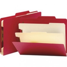 Smead Colored Classification Folders - Letter - 8 1/2" x 11" Sheet Size - 2" Expansion - 2" Fastener Capacity for Folder - 2/5 Tab Cut - Right of Center Tab Location - 2 Divider(s) - 18 pt. Folder Thickness - Tyvek - Red - 