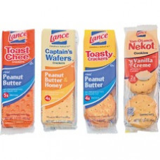 Lance Variety Pack Snack Crackers/Cookies - Vanilla, Peanut Butter - 1 Serving Pack - 1.65 oz - 24 / Box