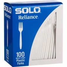 Solo Cup Reliance Medium Weight Boxed Forks - 10 / Box - 1000/Carton - Fork - Disposable - Plastic - White