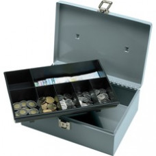 Sparco All-Steel Cash Box with Latch Lock - 1 Bill - 6 Coin - Steel - Gray - 4