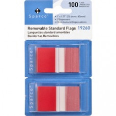 Sparco Removable Standard Flags Dispenser - 100 x Red - 1.75
