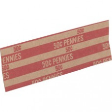 Sparco Flat Coin Wrappers - 1000 Wrap(s)Total $0.50 in 50 Coins of 1¢ Denomination - 60 lb Paper Weight - Kraft - Red